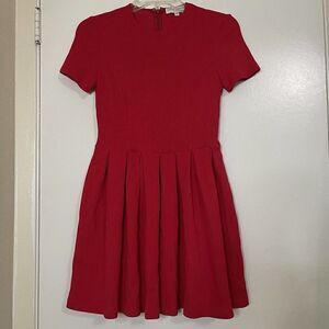 OPENING CEREMONY red ribbed pleated flare mini dress size XS